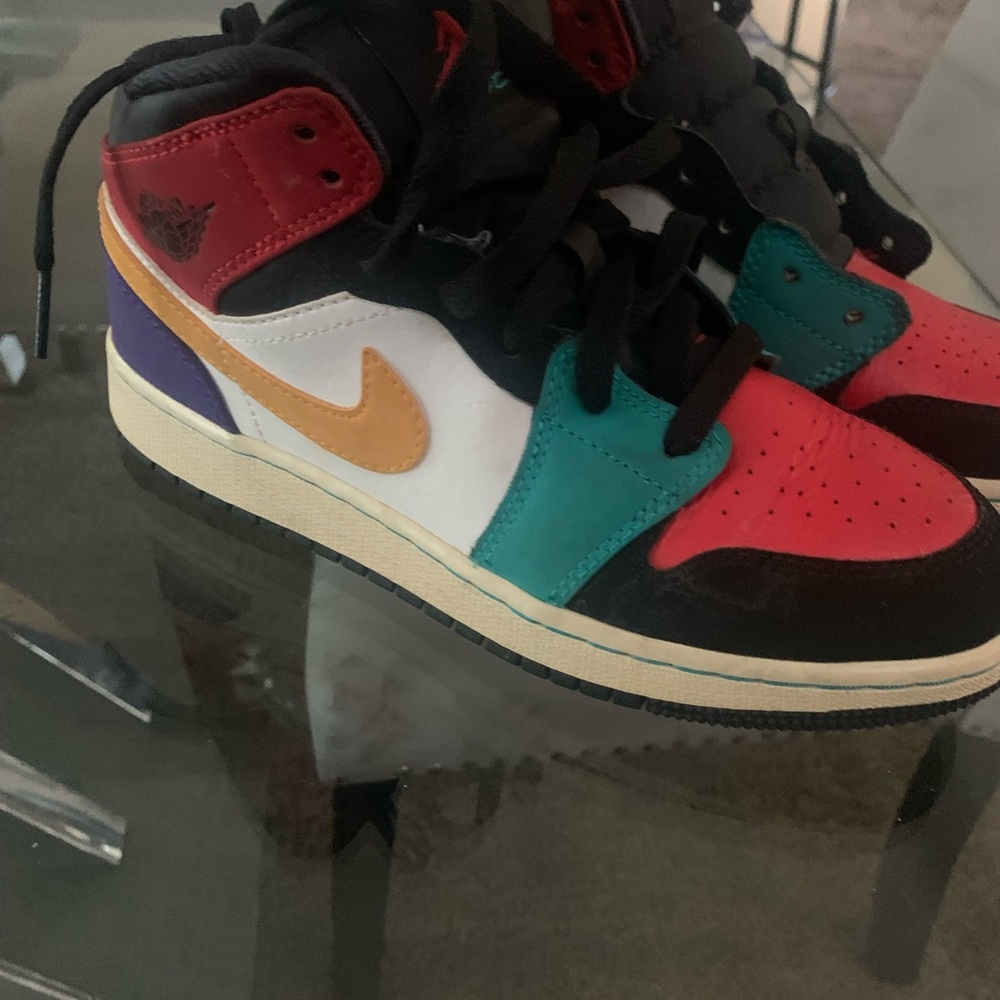 Jordan Kids Sneakers in Red, Black, Teal, Purple, and Gold